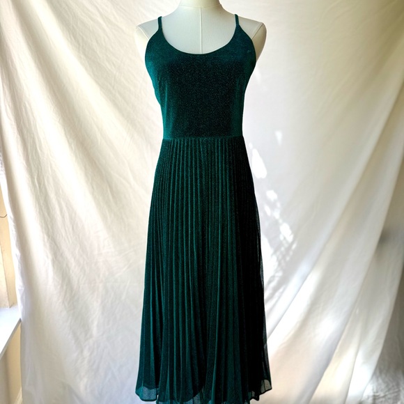 Whistles‎ Sparkle Midi Dress Emerald Green Fit & Flare Size 8 Cocktail Party - Picture 2 of 7